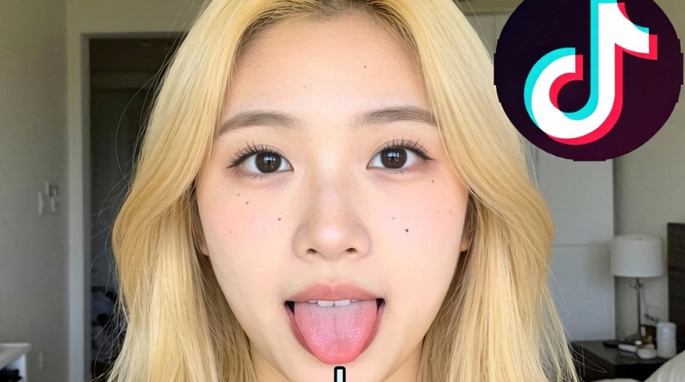 TikTok金发小姐姐吐舌怎么拍