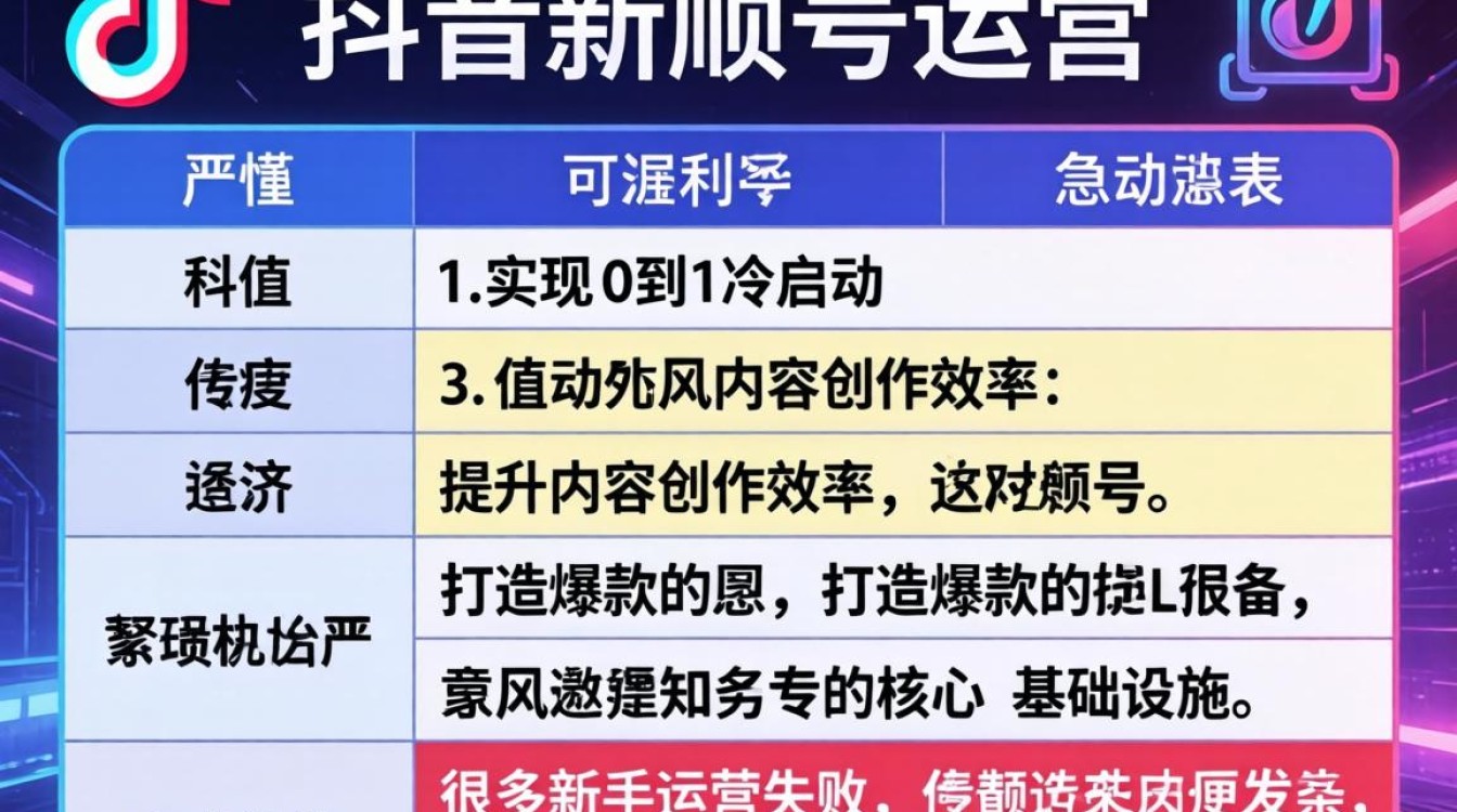 抖音新账号运营表格模板