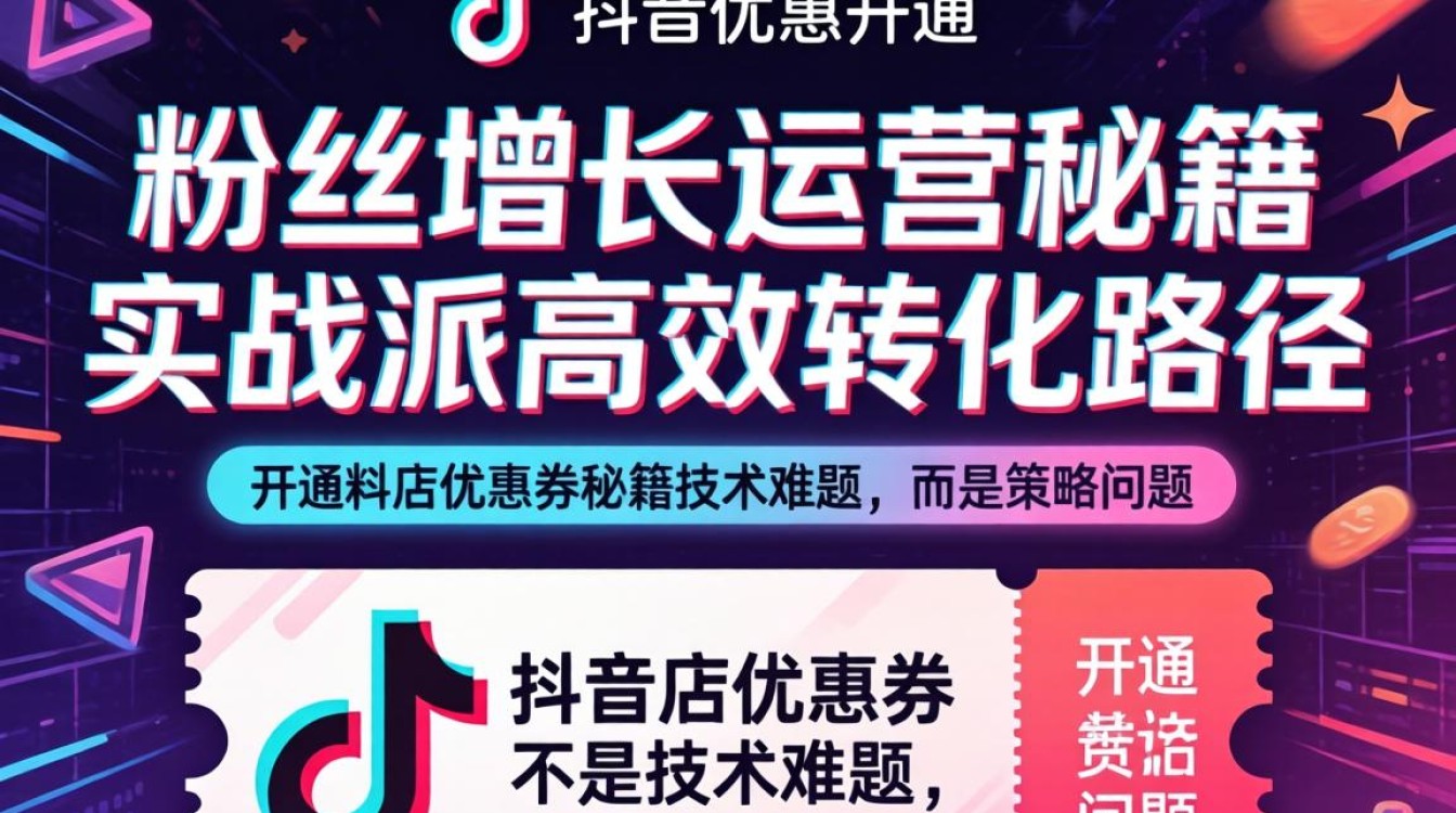 抖音店优惠券怎么开通?抖音店铺优惠券设置方法与粉丝增长运营秘籍 抖音店铺优惠券设置方法与粉丝增长运营秘籍