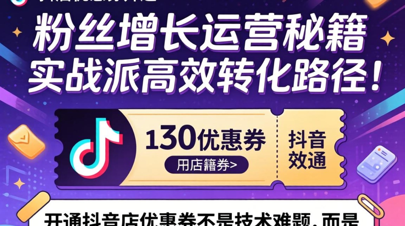 抖音店优惠券怎么开通?抖音店铺优惠券设置方法与粉丝增长运营秘籍 抖音店铺优惠券设置方法与粉丝增长运营秘籍