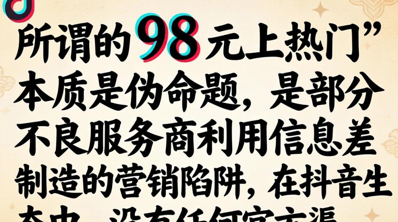 抖音上热门怎么要98元