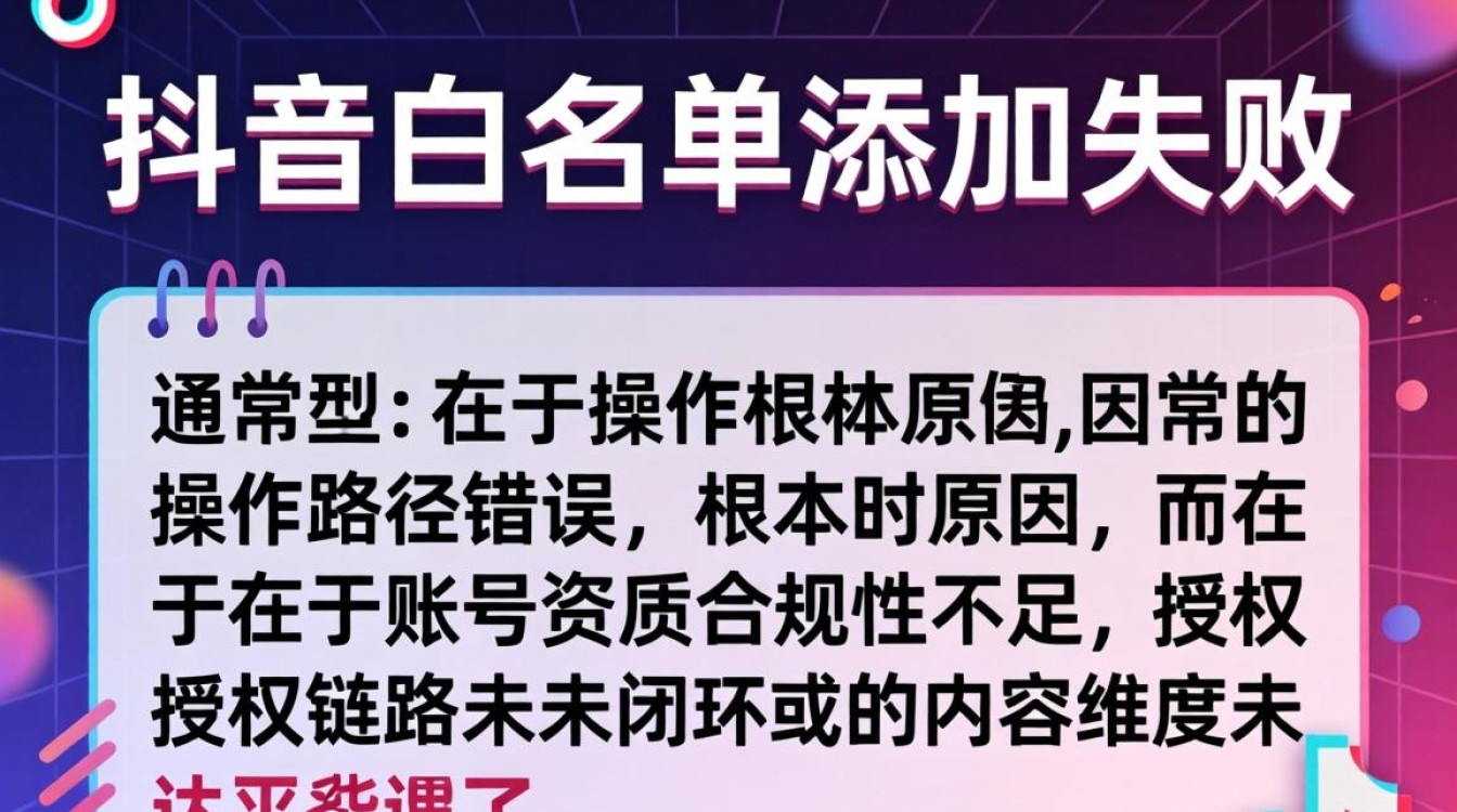 抖音白名单添加失败原因及运营优化方法