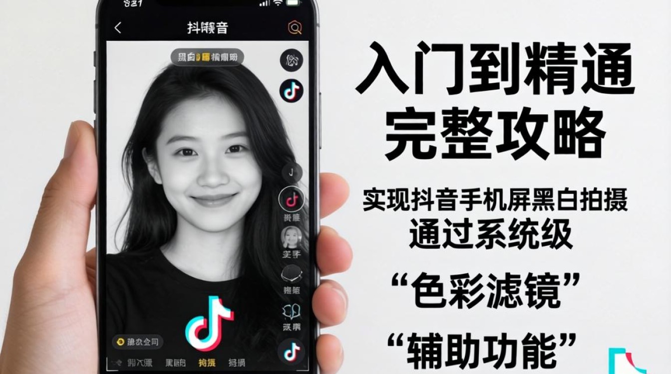 拍抖音手机屏怎么调黑白