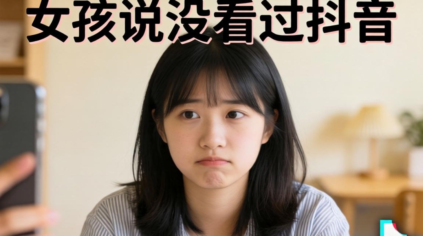 女孩说没看过抖音怎么回