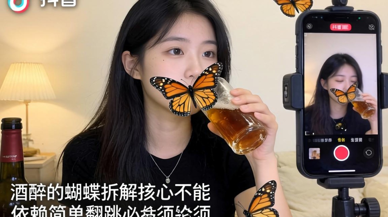 抖音里怎么拍酒醉的蝴蝶