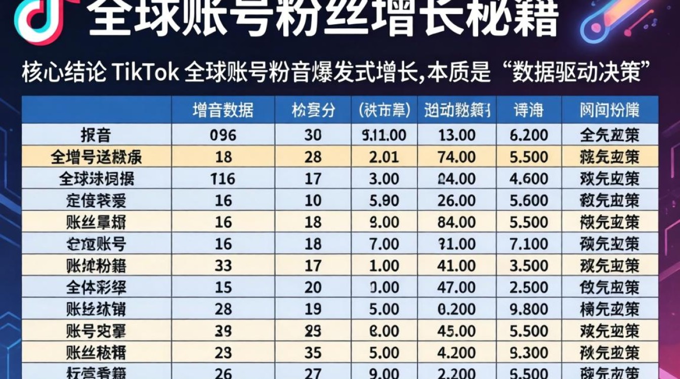 TikTok 运营数据表格全球账号粉丝增长秘籍