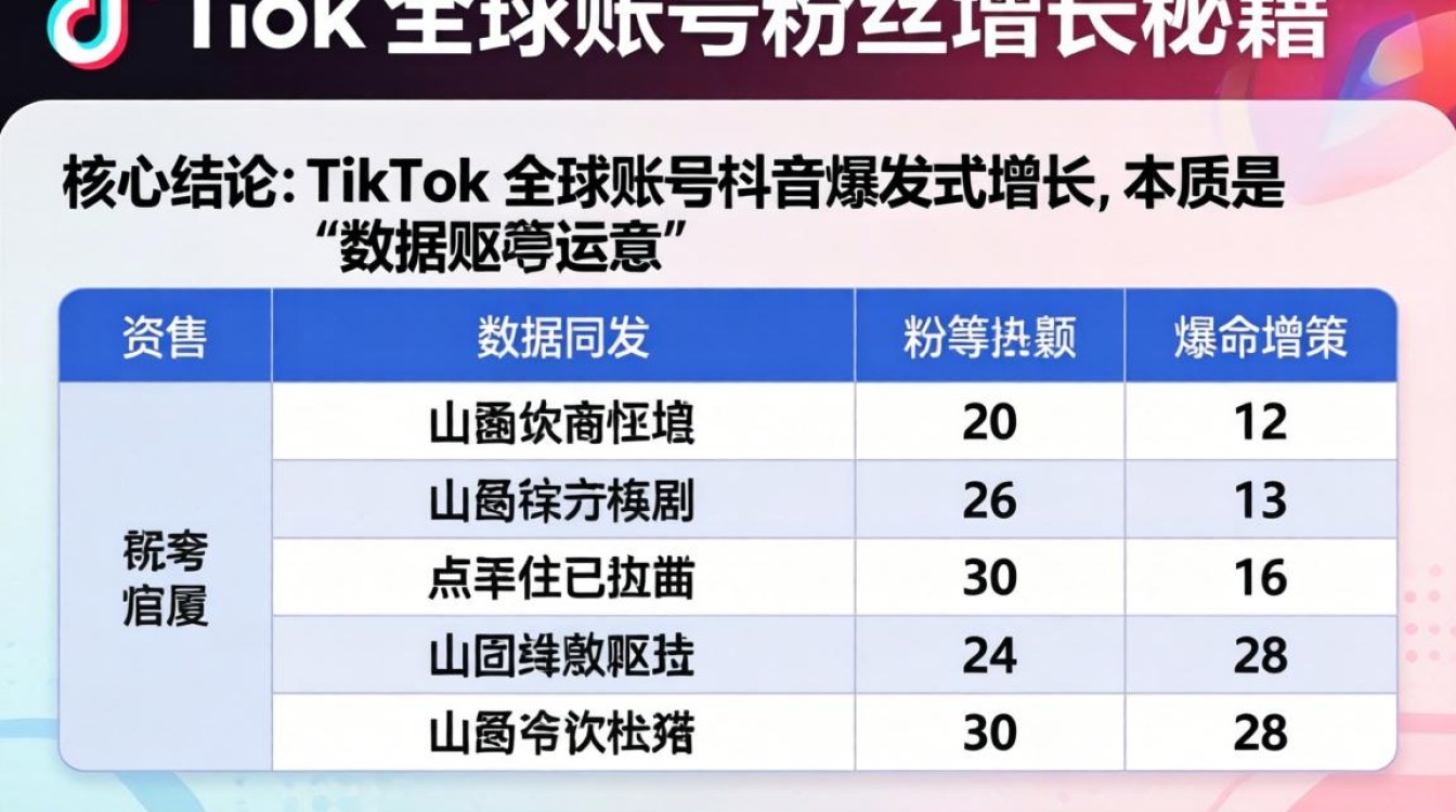 TikTok 运营数据表格全球账号粉丝增长秘籍