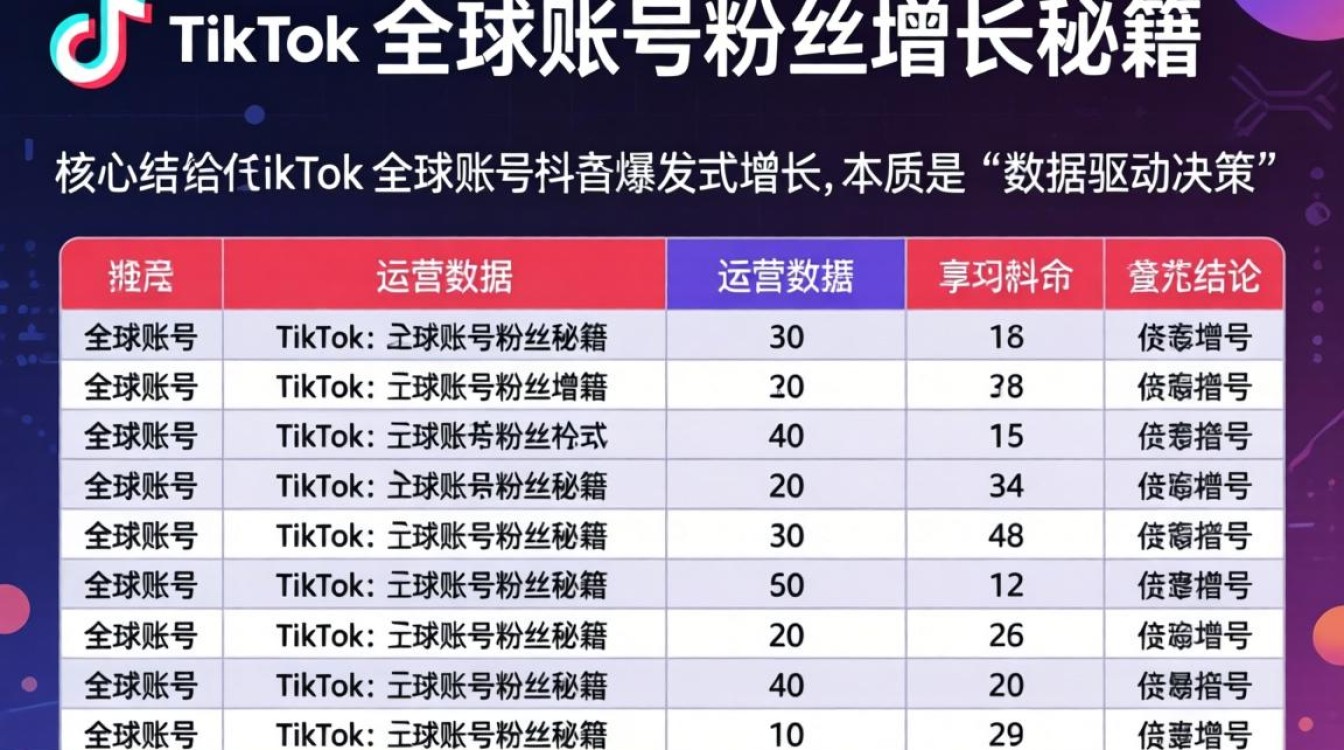 TikTok 运营数据表格全球账号粉丝增长秘籍