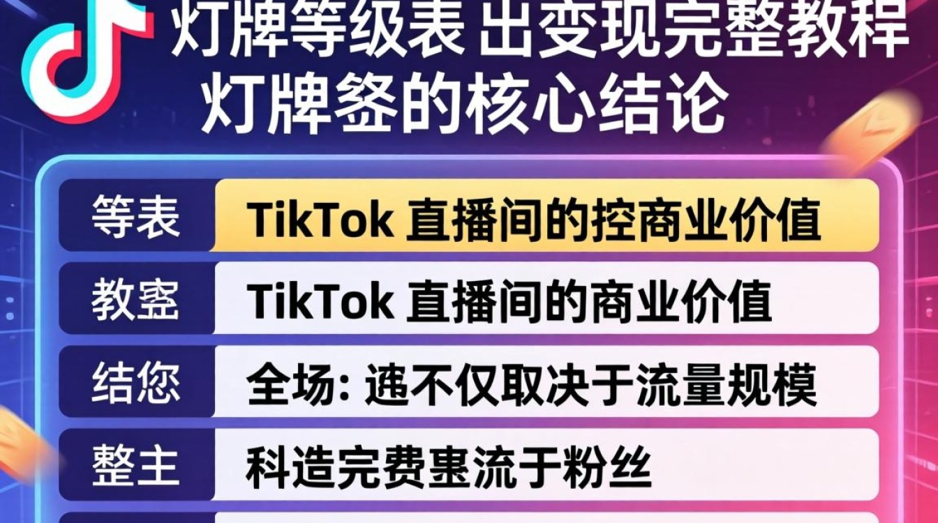 TikTok 灯牌等级表怎么算