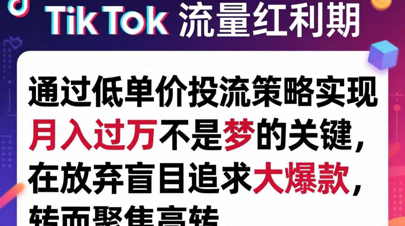 TikTok 低单价投流变现技巧月入过万